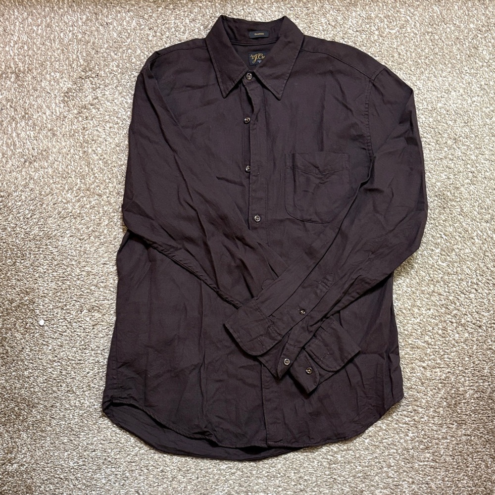 Classic Dark Brown Casual Button Down Shirt